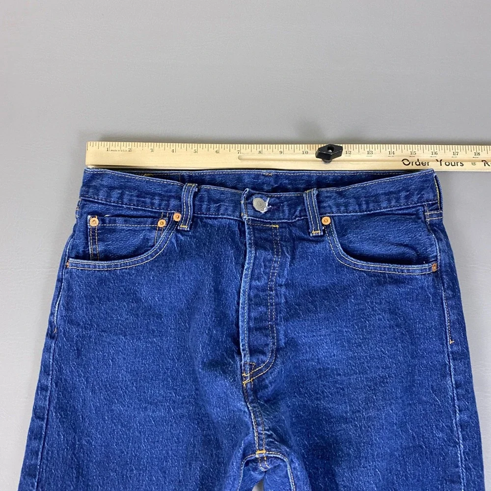 Levis Premium 501 93 Straight Jeans Men's 34x32 -Fit 34x30 Dark Blue Button Fly